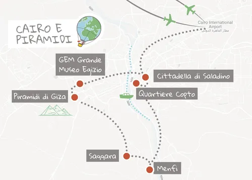 Mappa itinerario Cairo